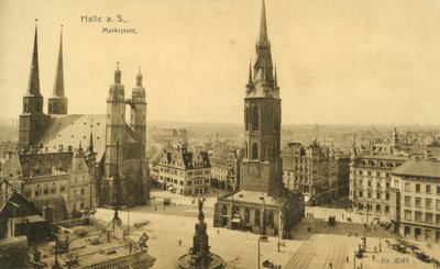 Marktplatz, Halle (s/hvitt bilde) av Photographer German