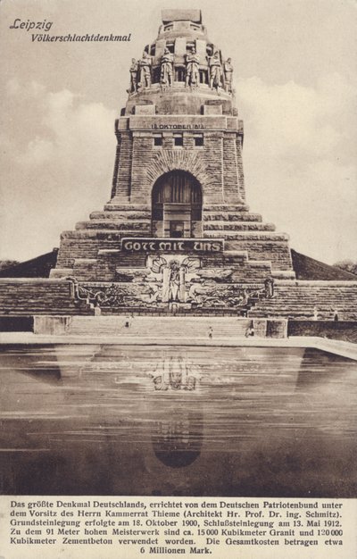 Monument til slaget om nasjonene (1813), Leipzig, Tyskland (s/hvitt-bilde) av Photographer German