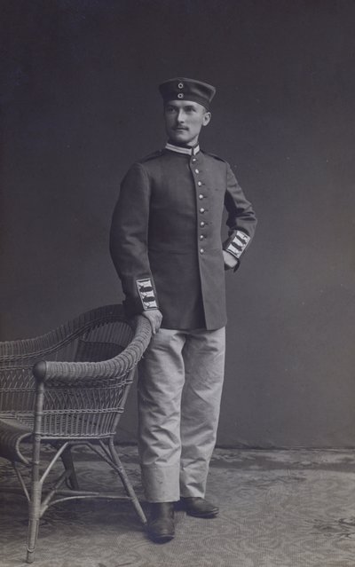 Portrett av en tysk hærsoldat (s/hv-bilde) av Photographer German