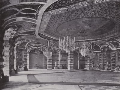 Potsdam, New Palace, Shell Hall (s/hvitt bilde) av Photographer German