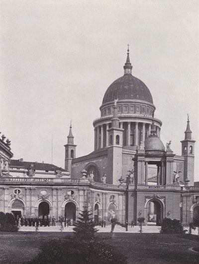 Potsdam, Stadtschloss, Fortunaportal og St Nikolaikirche (s/hvitt bilde) av Photographer German
