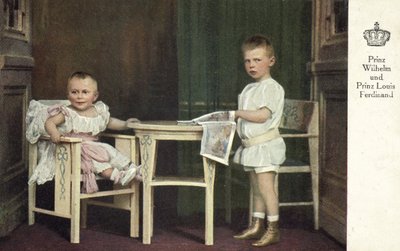 Prins Wilhelm og prins Louis Ferdinand av Tyskland (fargebilde) av Photographer German