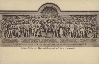 Kaiser, relieff på Nationaldenkmal, monument til minne om foreningen av Tyskland, Rudesheim am Rhein, Hessen (s/hv-bilde) av Photographer German