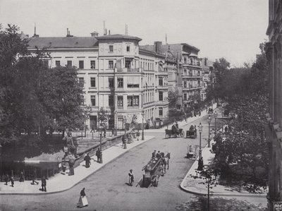 Fra Heydt Bridge og Bendler Street (s/hv-bilde) av Photographer German