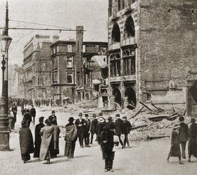 Dublin etter påskeopprøret, april 1916 (s/hvitt-bilde) av Photographer Irish
