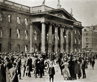 The General Post Office and the Easter Rising, O'Connell Street, Dublin, Irland, april 1916 (s/hv-bilde) av Photographer Irish