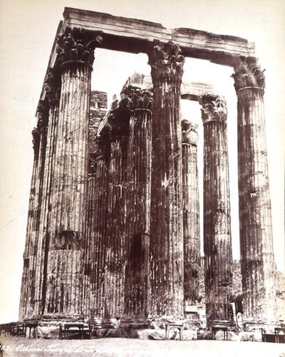 Zeus-tempelet ved Olympia (s/hvitt bilde) av Photographer Italian