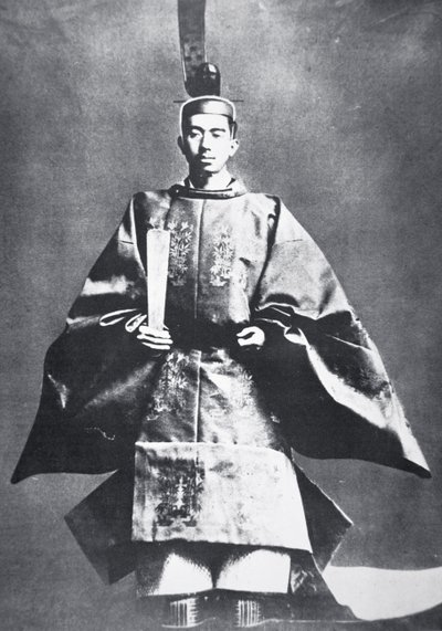 Hirohito, keiser av Japan ved sin trone av Photographer Japanese