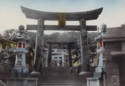 Japan, ca. 1912: Big Torii ved Suwa-helligdommen, Nagasaki (bilde) av Photographer Japanese