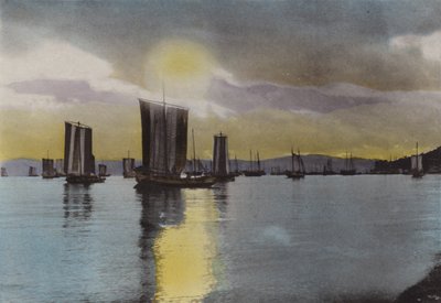 Japan, ca. 1912: Solnedgang, Akashi-kysten (bilde) av Photographer Japanese