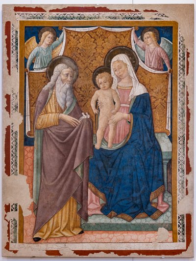 Madonna med spedbarnet Jesus og St. Simeon, andre halvdel av 1500-tallet (fresco) av Pier Antonio Mezzastris