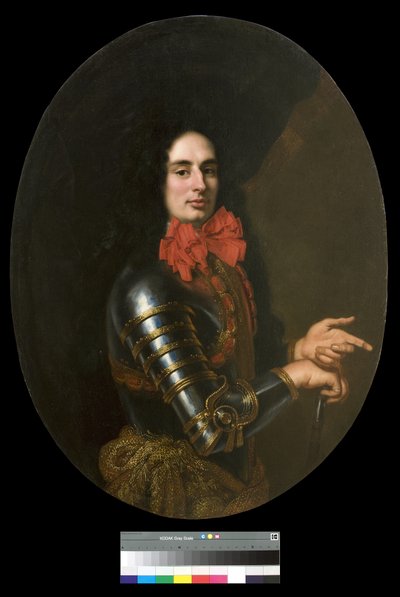 Portrett av en gentleman med rustning og et rødt skjerf, 1650-70 av Pier Francesco Cittadini