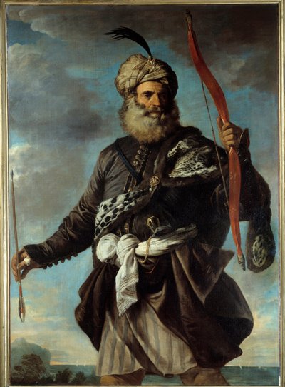 Figur av en orientalsk kriger som holder en bue. Maleri av Pier Francesco Mola (1612-1666) av Pier Francesco Mola