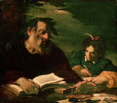 Homer dikterer diktet sitt av Pier Francesco Mola