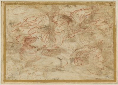 Engelen som viser seg for Hagar i ørkenen, ca. 1660 (rød kritt på papir) av Pier Francesco Mola
