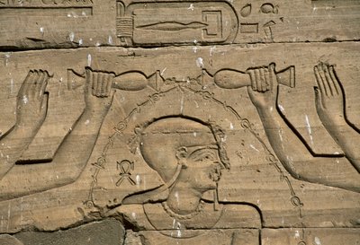 Basrelief, Temple of Kalabsha (også Temple of Mandulis), Aswan, Bygget ca 30 f.Kr., egyptisk sivilisasjon av Blaise Nicolas Le Sueur