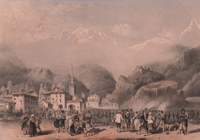 Bivuakk av franske tropper i Susa, Piemonte av Blaise Nicolas Le Sueur