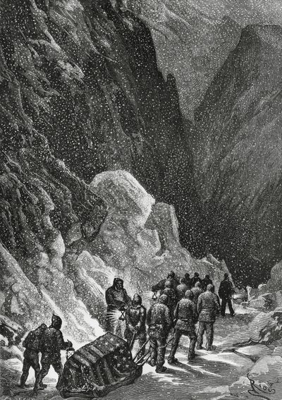 Begravelse av kaptein Charles Francis Hall (1821-1871), amerikansk oppdagelsesreisende, Grønland, november 1871, Polaris-ekspedisjonen av Blaise Nicolas Le Sueur