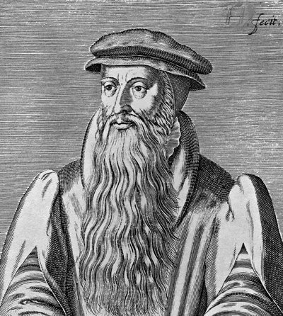 Portrett av John Knox (ca. 1513-1572), skotsk minister, teolog, forfatter, leder av reformasjonen og grunnlegger av Presbyterian Church of Scotland, tresnitt av Blaise Nicolas Le Sueur