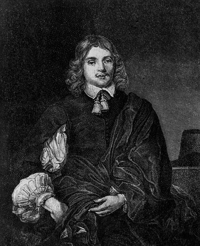 Portrett av Lucius Cary, 2. Viscount Falkland (ca. 1610-1643), engelsk forfatter, politiker og soldat som var utenriksminister fra 1642 til 1643, gravering av Blaise Nicolas Le Sueur