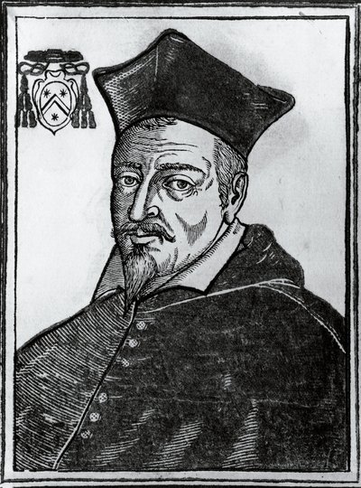 Portrett av Pierre de Berulle (1575-1629), fransk katolsk teolog og kardinal, trykk av Blaise Nicolas Le Sueur
