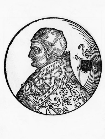 Portrett av Sabinian (død 606), 65. pave av den katolske kirke fra 604, gravering av Blaise Nicolas Le Sueur