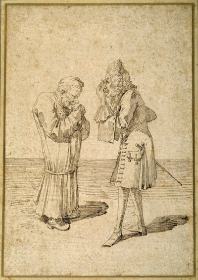 Baron Philip von Stosch viser en antikk perle til Sabbatini (penn og blekk på papir) av Pier Leone Ghezzi