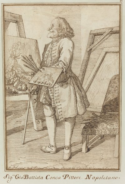 Signore Sebastiano Conca, napolitansk maler (Signore Sebastiano Conca, napolitansk maler) av Pier Leone Ghezzi
