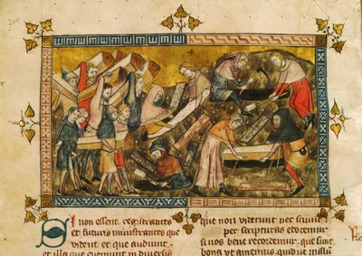 Begravelsen av ofrene for pesten i Tournai, ca 1353. av Pierart dou Tielt