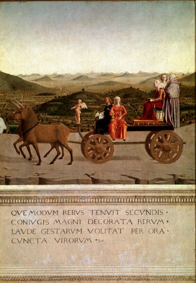 Diptych of triumph of Federico da Montefeltro og Battista Sforza, detalj (Tempera på tre av Piero della Francesca