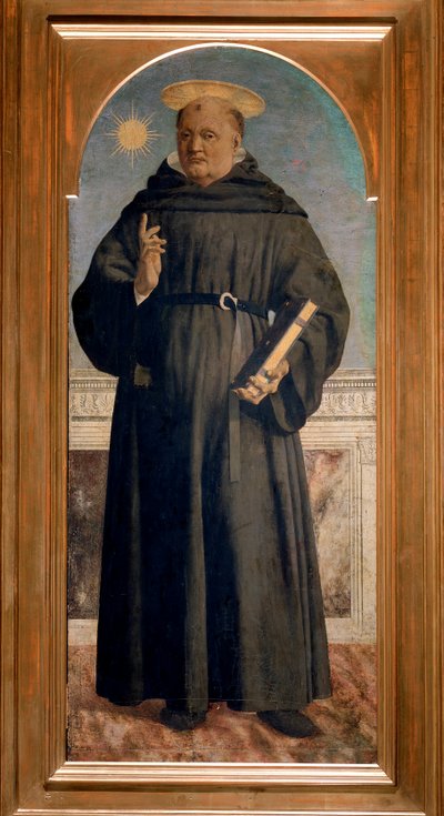 Polyptych of Saint Augustine: Saint Nicholas of Tolentino - olje på panl av Piero della Francesca