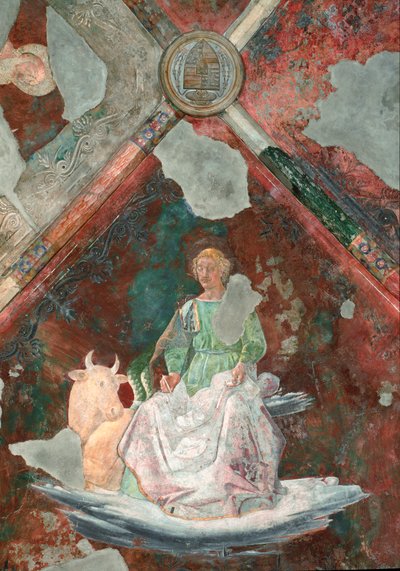 Sankt Lukas. Detalj av en freske tilskrevet Piero della Francesca (1410 / 1420-1492). San Michele kapell. Basilikaen Santa Maria Maggiore (Holy Mary Major), Roma. av Piero della Francesca