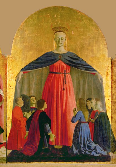 Saint Mary quot; della Misericordia quot;, midtstykket av polyptiken malt for quot; Confratelli della Misericordia quot; av Piero della Francesca