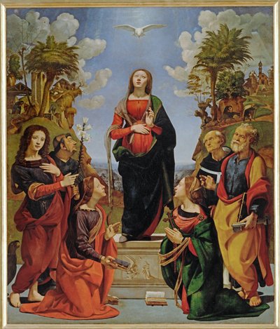 Incarnazione - Marias himmelfart (maleri på tre) av Piero di Cosimo