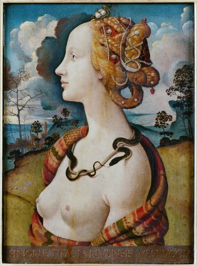 Portrett av en kvinne sa om Simonetta Vespucci av Piero di Cosimo