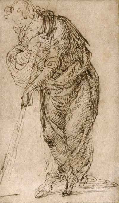 Stående figur lener seg på en stav, ca. 1510 av Piero di Cosimo
