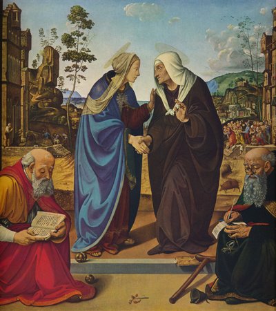 Besøket med de hellige Nicholas og Anthony Abbed, c1489-1490 av Piero di Cosimo