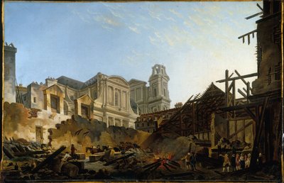 Die Messe Saint-Germain nach dem Brand in der Nacht vom 16. auf den 17. März 1762, um 1762 von Pierre-Antoine Demachy