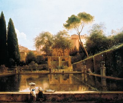 Utsikt over hagene til Villa d#39;Este i Tivoli av Pierre-Athanase Chauvin