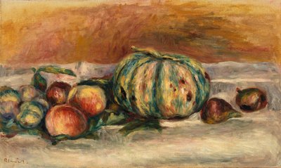 Natura moartă cu pepene galben (Nature morte au pepene) norvegiană av Pierre-Auguste Renoir