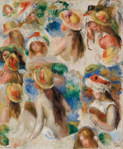 Studie av hoder av Pierre-Auguste Renoir
