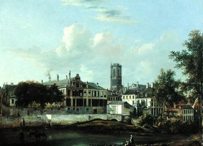Utsikt over Schelde og Saint Bavo-katedralen, Gent av Pierre François De Noter