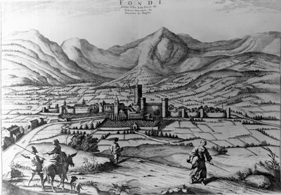 City of Fondi, gravering av Pieter Mortier (1661-1711) fra New Theatre of Italy av Pierre (1661 1711) Mortier