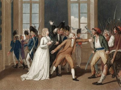 20. juni 1792 på Chateau des Tuileries i Paris - Andakt av Madame Elisabeth (Elisabeth Philippine Marie Helene de France dit Madame Elisabeth (1764-1794) - gravering av Pierre Bouillon (1776 - 1831) av Pierre (after) Bouillon