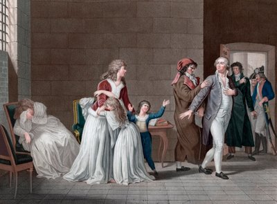 Separasjon av kong Louis XVI av Frankrike (1754-1793, fra hans familie). Paris, Temple-fengsel, 20. januar av Pierre (after) Bouillon