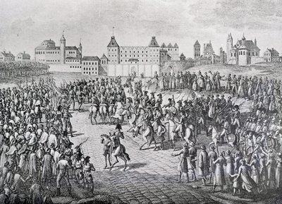 Franskmennenes triumferende inntog i Warszawa, 28. november 1806 av Pierre Adrien Le Beau
