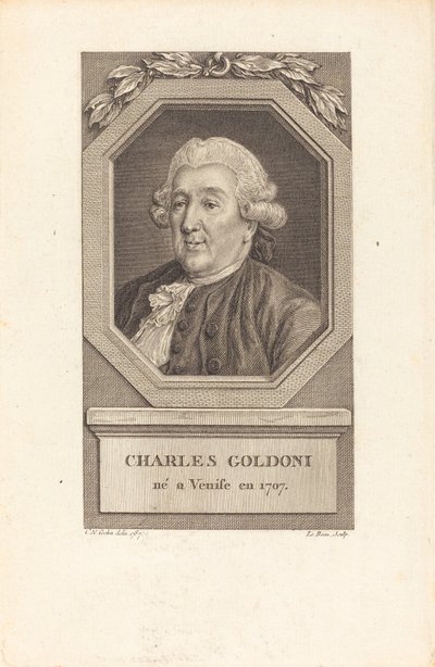 Charles Goldoni av Pierre Adrien Le Beau after Charles Nicolas Cochin II