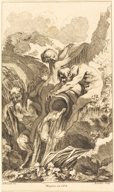Satyr, Nymph and River God, i eller etter 1736. av Pierre Alexandre Aveline