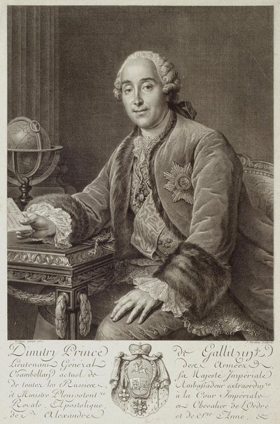 Portrett av prins Dmitrij Mikhailovich Golitsyn 1721-1793, 1762 av Pierre Alexandre Tardieu