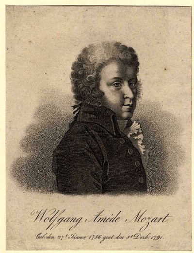 Portrett av komponisten Wolfgang Amadeus Mozart 1756-1791, etter 1824 av Pierre Alexandre Tardieu